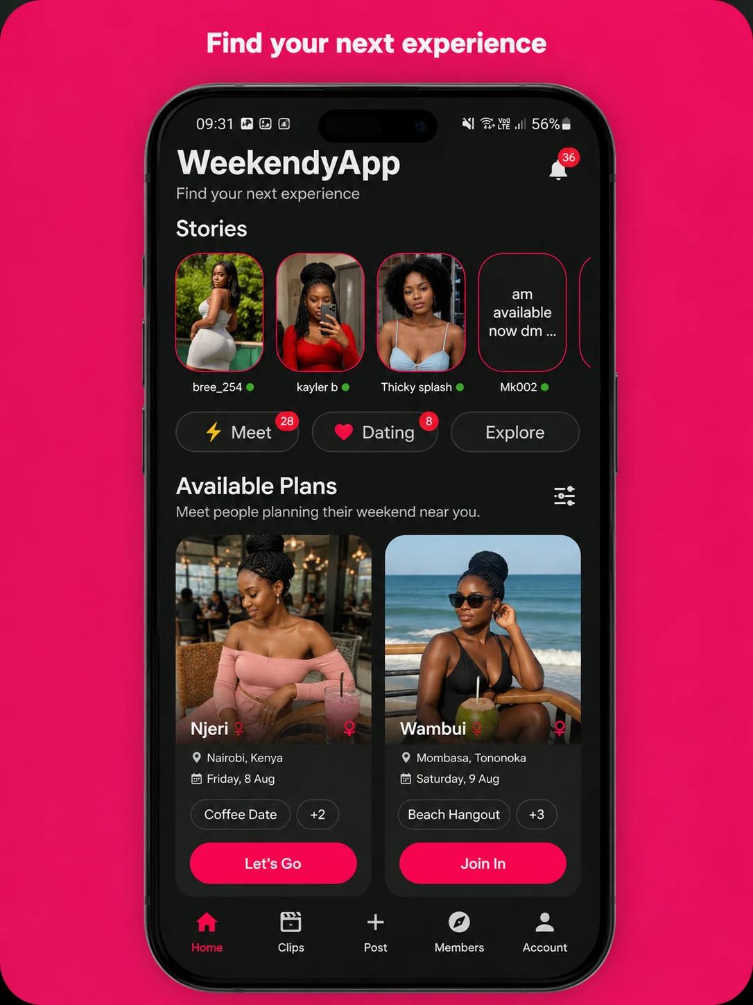 Weekendyapp screenshot