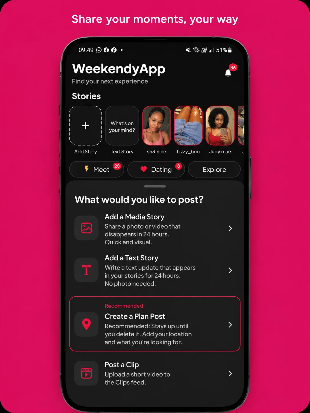 Weekendyapp screenshot
